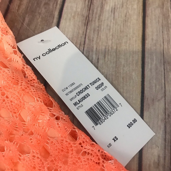 NY Collection Crochet Tunic NWT Ombré Orange - Picture 4 of 4